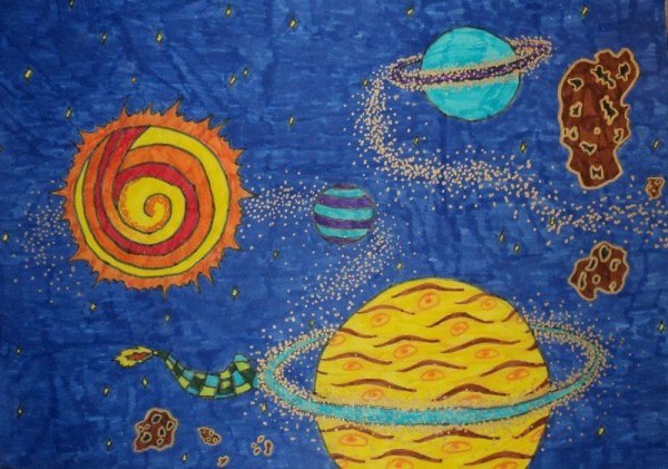 Рисование полет на другую планету