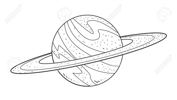 Планеты детям чб Сатурн