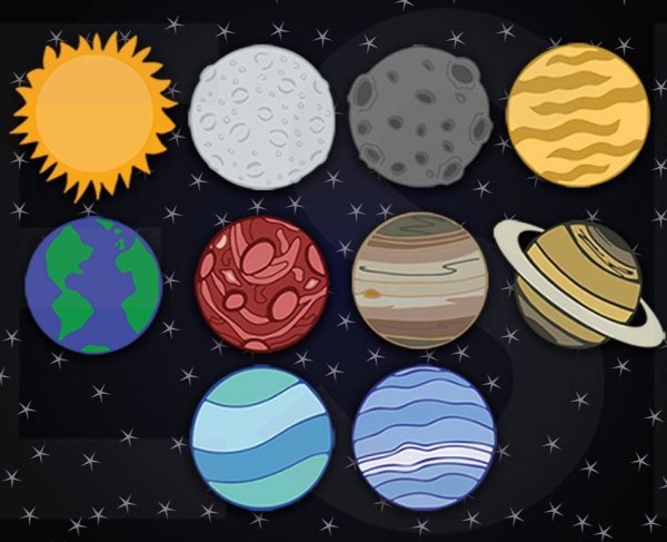 Цветные космические планеты для вырезания