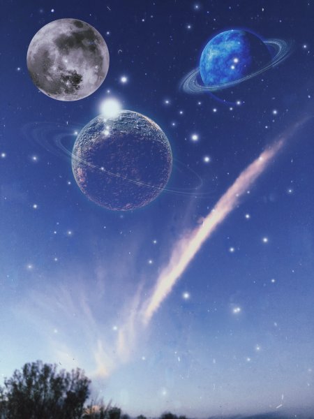 Звездное небо с планетами