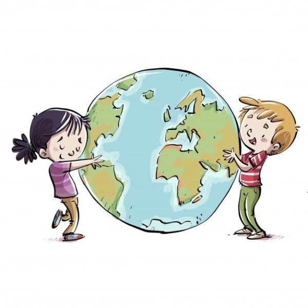 Мальчик обнимает планету