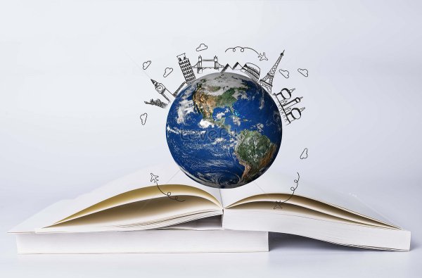 Книга на фоне земного шара