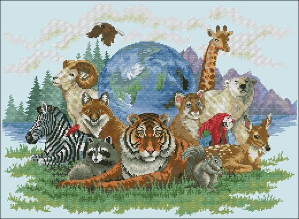Вышивка крестом природа животные