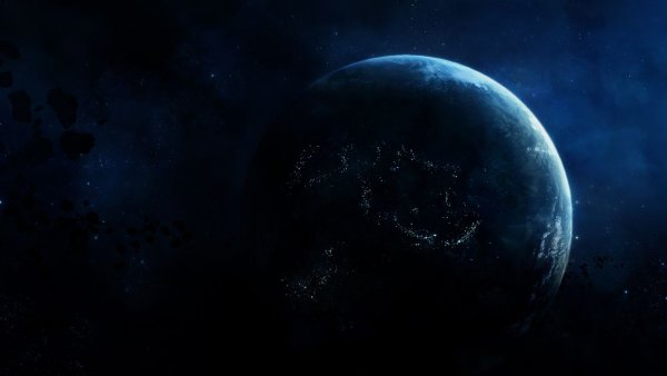 Планета на темном фоне