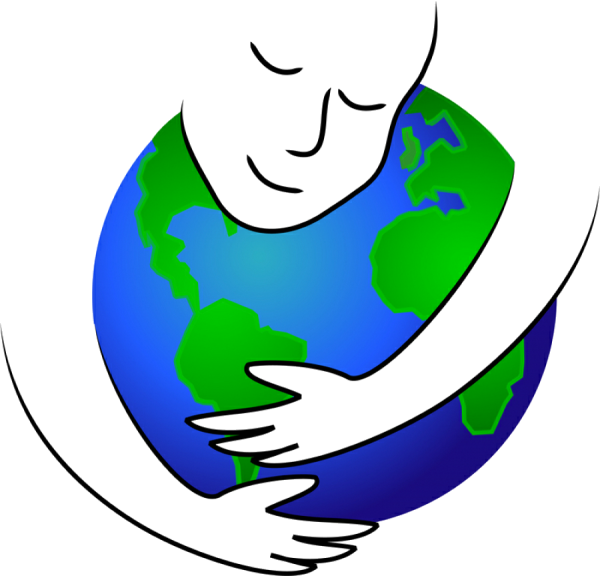 Человек обнимает землю