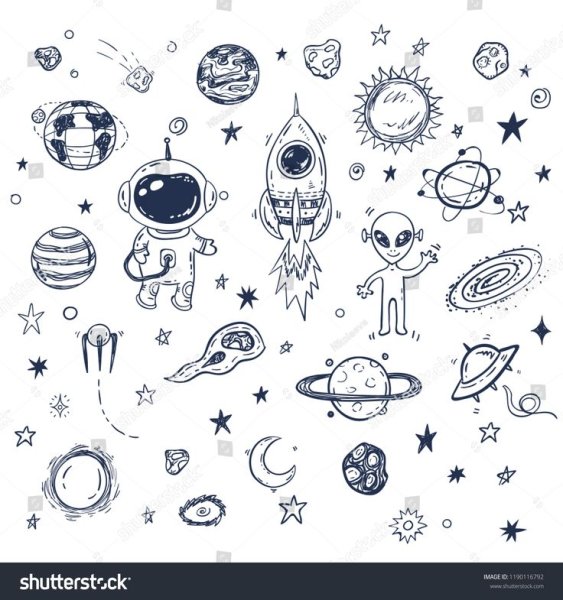Стилизованные планеты и звезды'