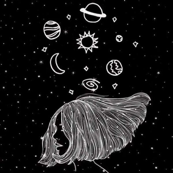 Космос нарисовать чб