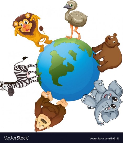 Животные на фоне земного шара