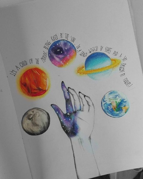 Планета в руках рисунок