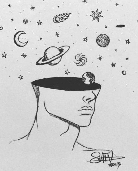 Рисунок космоса карандашом для срисовки