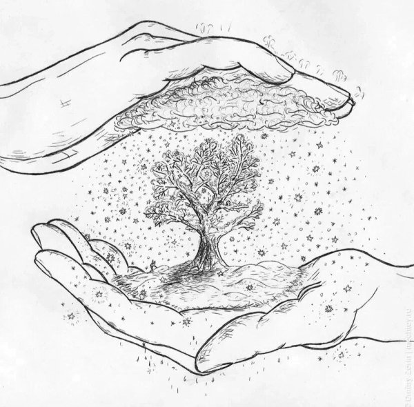 Человек и природа карандашом