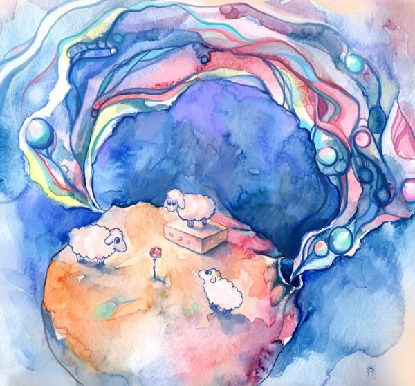 Планеты нарисованные акварелью