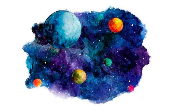 Планеты арт акварель