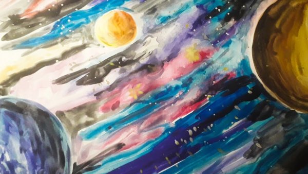 Космос планеты акварель