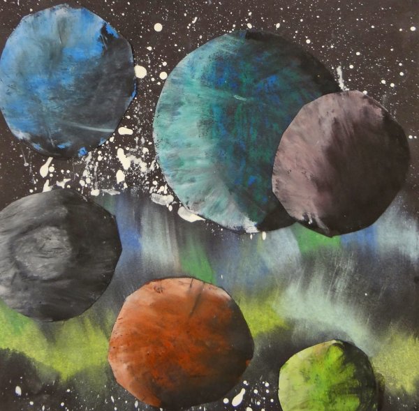 Композиция космос гуашью