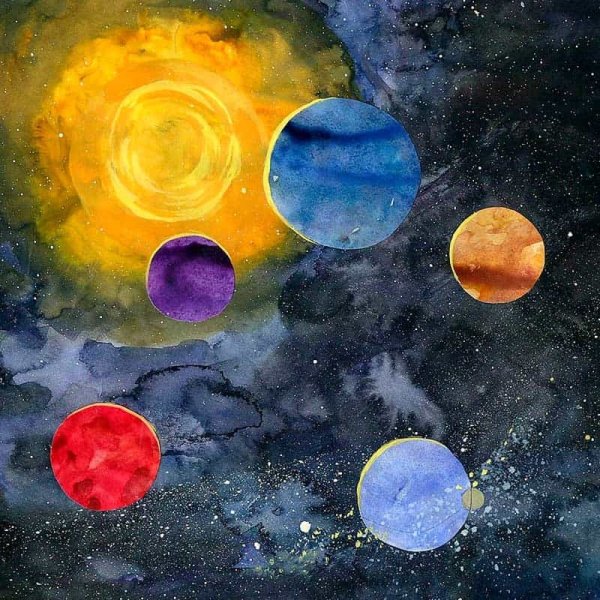 Космос красками для детей
