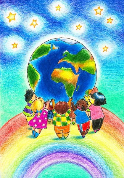 Рисунок на тему дружат дети на планете