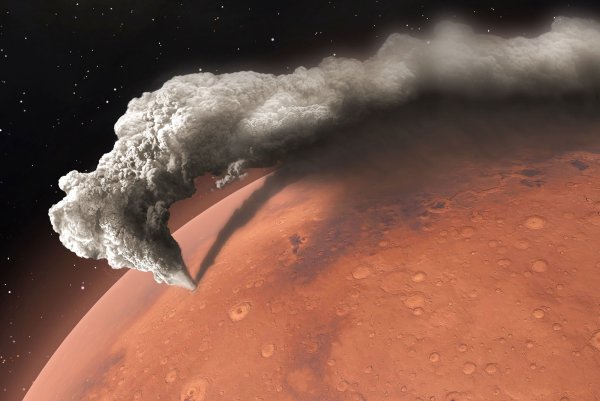 Вулкан Олимп на Марсе извержение