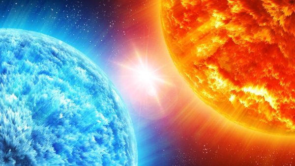 Космос оранжевый голубой