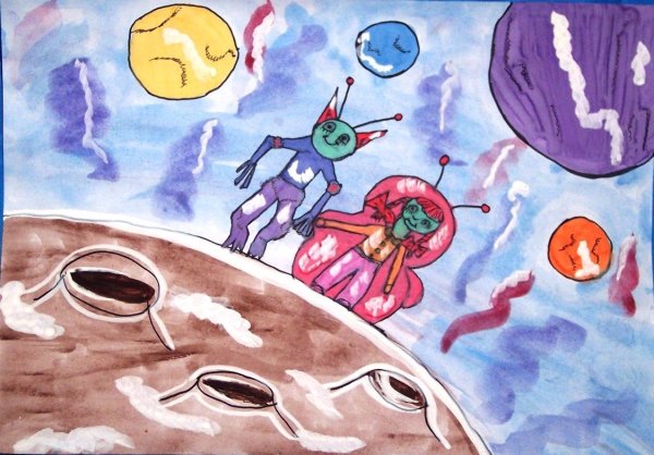 Рисунок на тему жизнь на других планетах