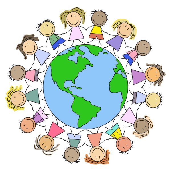 Человечки Держащиеся за руки вокруг земли