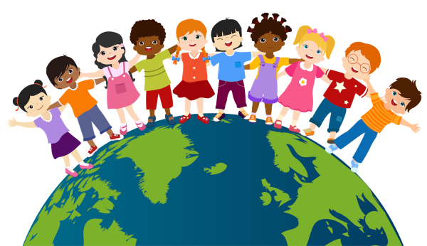 Дети на фоне земного шара