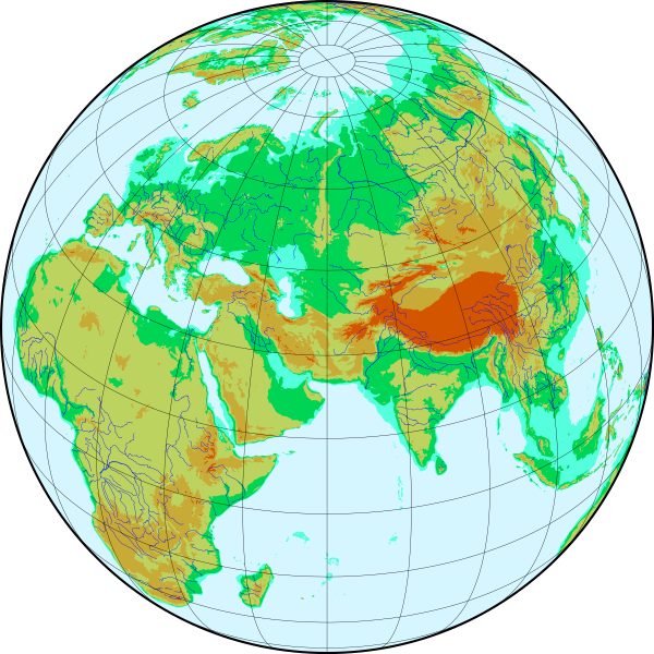 Материк Евразия на глобусе