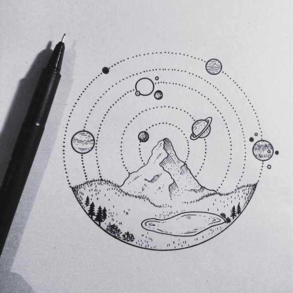Рискунки чёрной ручкой