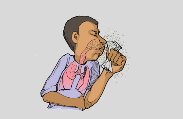 Нарисованный человек кашляет