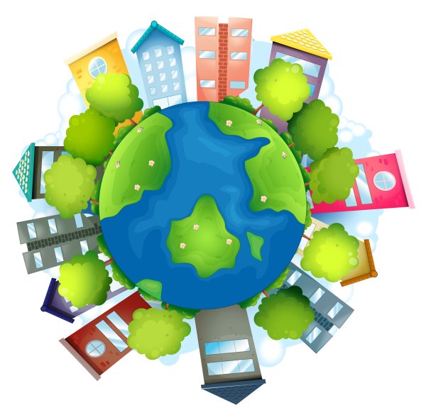 Земной шар с домиками