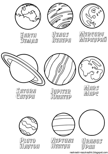Планеты солнечной системы для детей разукрашка