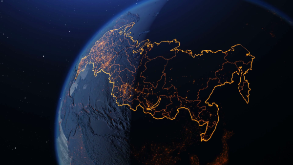 Россия из космоса в новогоднюю ночь