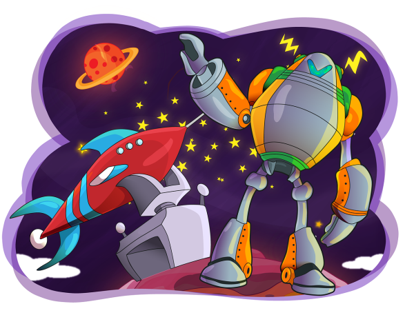 Картины роботы и ракеты