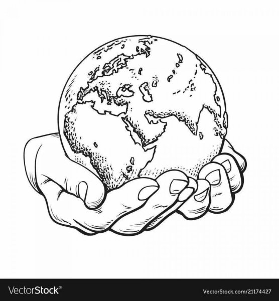 Земной шар в руках раскраска