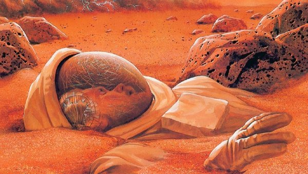 Картина художника «на Марсе. Встреча двух миров», Юрий Швец, 1961