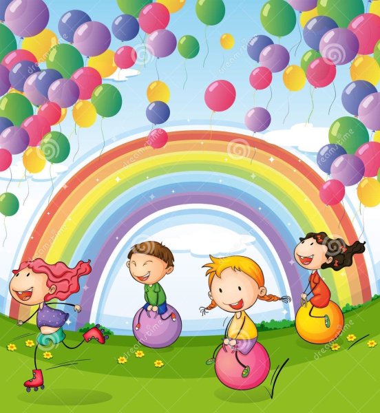 Дети с шариками в детском саду