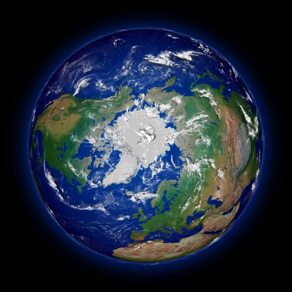Земля вид с Северного полюса