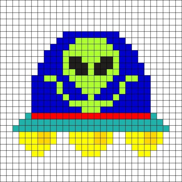 Рисунки по клеточкам инопланетянин