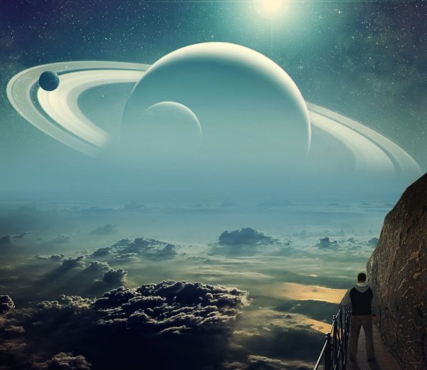 Фантастическое небо с планетами