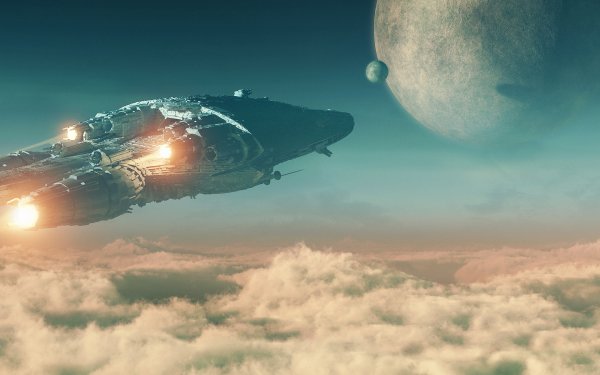 Космический корабль в небе