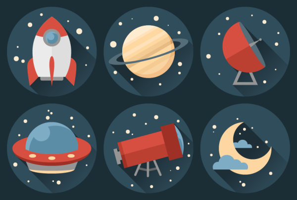 Космос флэт Adobe Illustrator