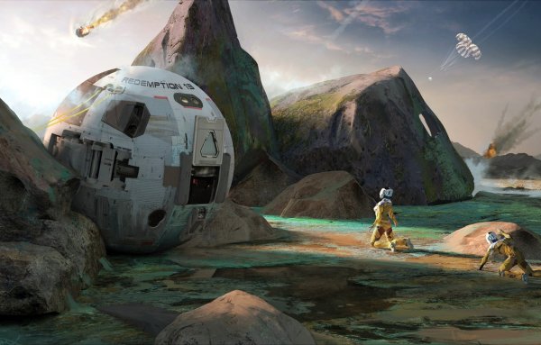 Космический корабль на планете