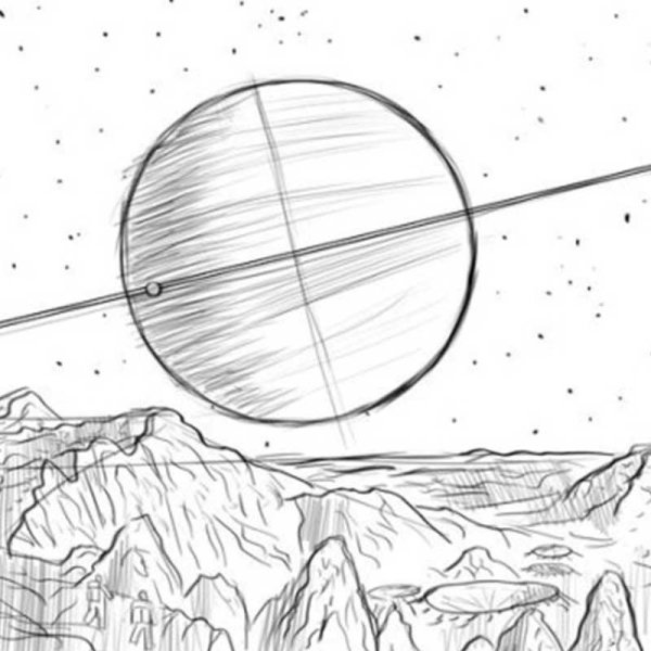 Пейзаж космоса карандашом