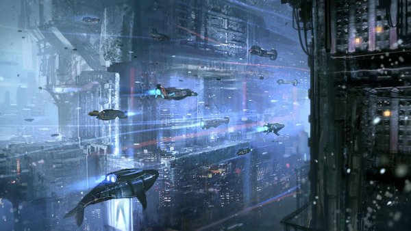 Sci-Fi Art город киберпанк