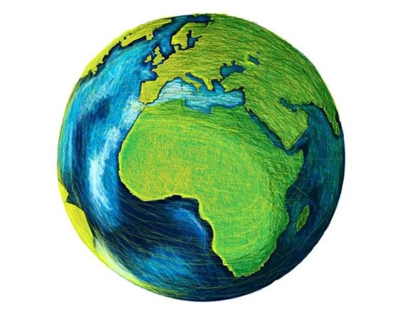 Планета земля карандашом цветным