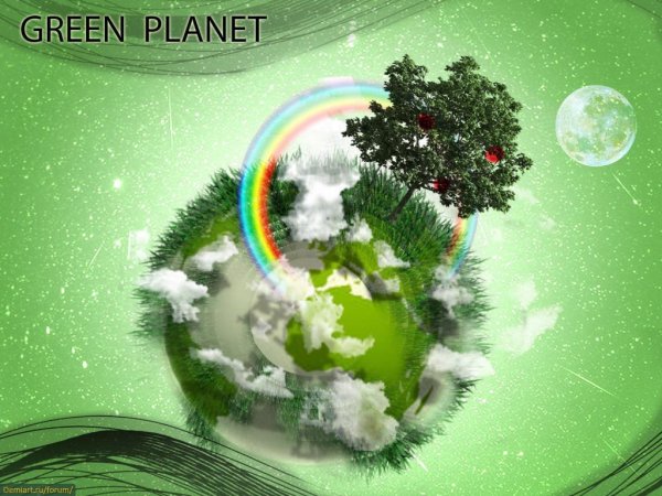 Коллаж зеленая Планета