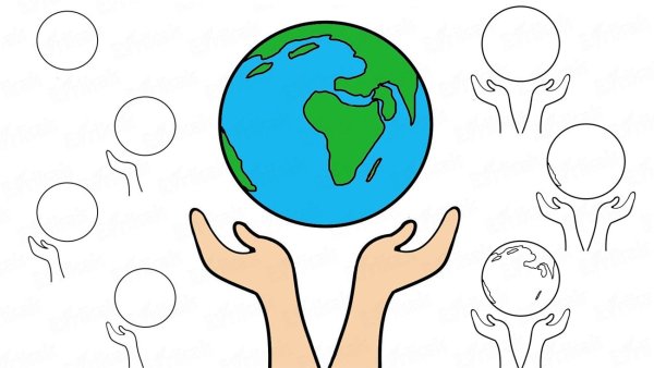 Поэтапный рисунок земли