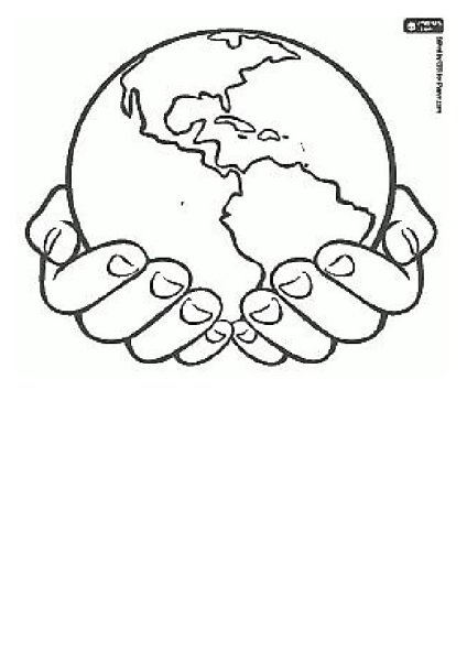 Планета в руках раскраска