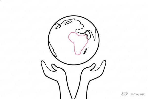 Планета в руках раскраска