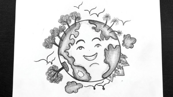 Земля рисунок карандашом